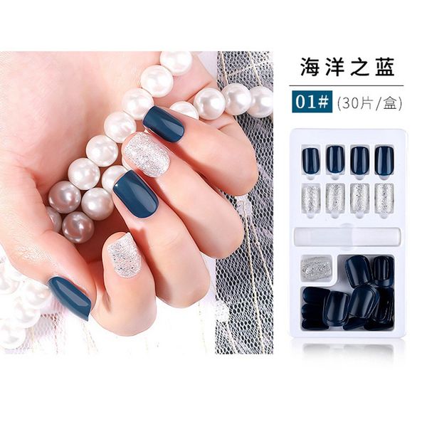 

nail art templates women finger false nails detachable nail cute designs diy press nails 19 styles fake nail 30 sheet/box nails supplies, White