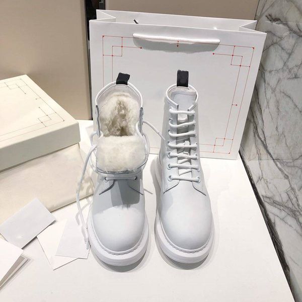 

new platform designer luxury plush boots australia leather fashion women/men white genuine leather ing, Black