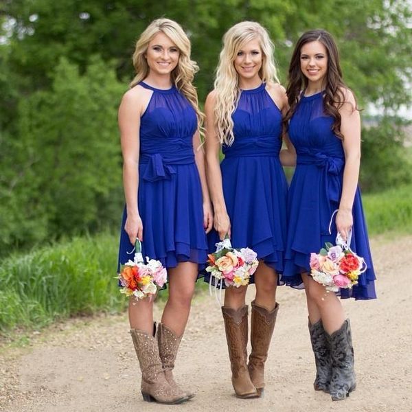 

country style turquoise bridesmaid dresses crew neck ruffled chiffon mini dress beach wedding party guest dresses dh387, White;pink