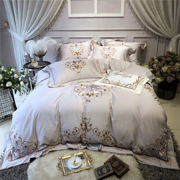 New Luxury Gray Egyptian Cotton Bedding Set Queen King Size Bed