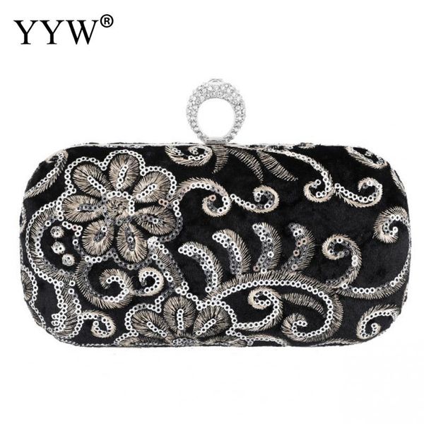 

vintage embroidery clutch diamonds women evening bags chain shoulder purse evening bag for new year christmas gift ring clutches
