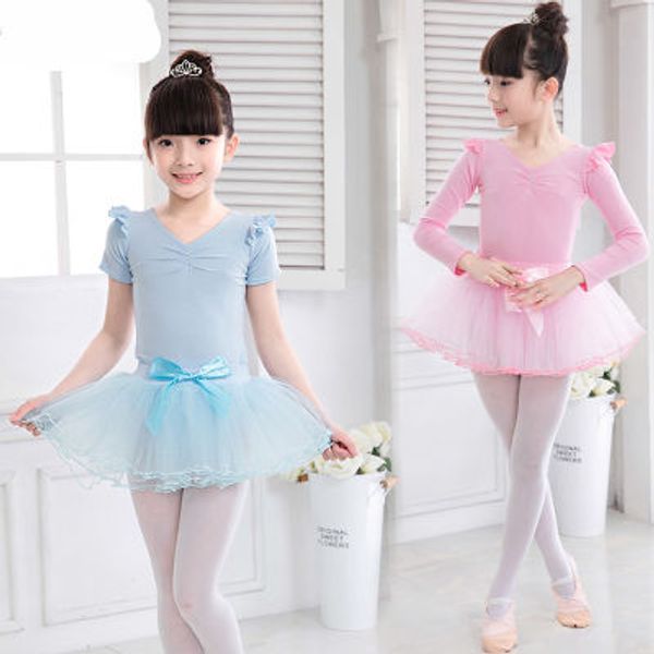 

детская балетная юбка упражнение девушки с длинным рукавом короткий рукав гимнастика танцы платье тело девушки оценка тестовый костюм, Black;red