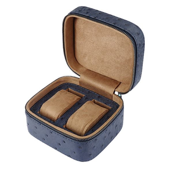 

luxury watch box 2 grids pu leather watch stand case bracelet holder boxes for clock watches, Black;blue