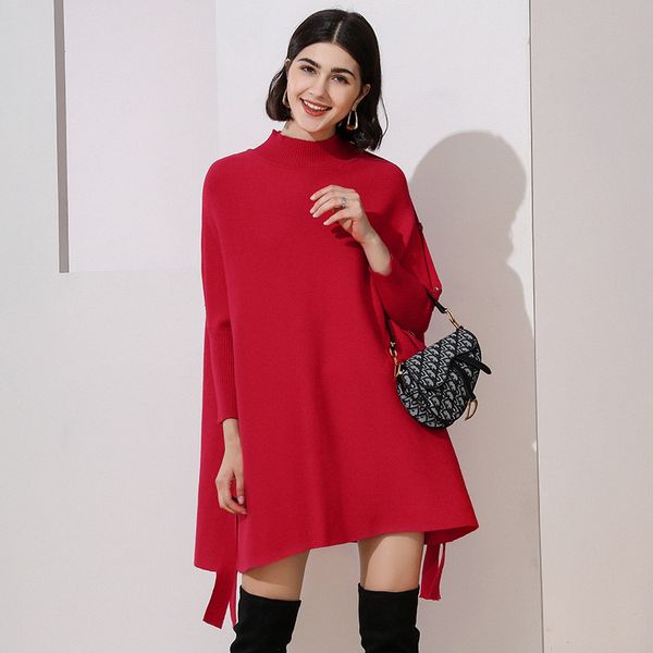 

2019 новый плащ шаль втулки летучей мыши knit top европа и америка пригородные дамы свитер, Black