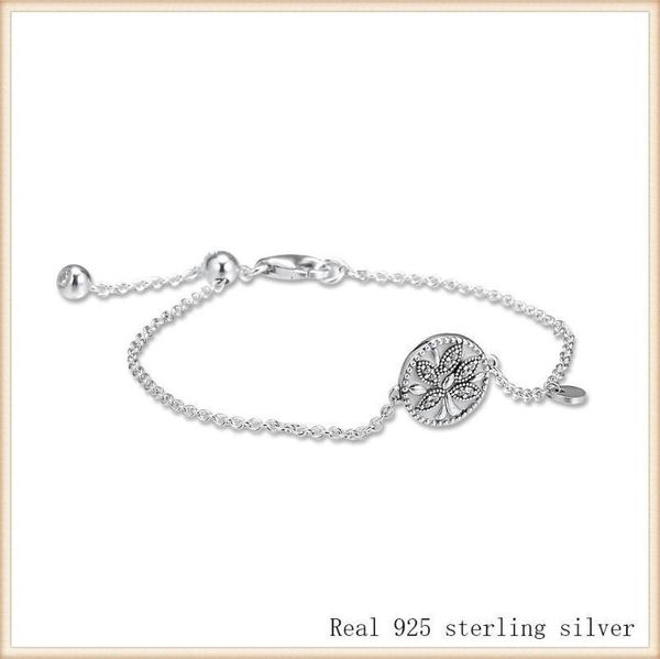 

bracelet silver 925 jewelry tree of life link chain bracelets for women girl gift b277, Black