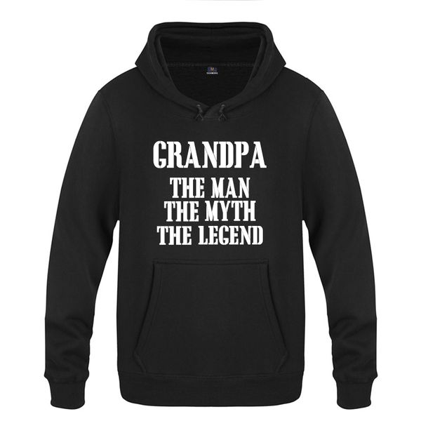 

grandpa the man the myth legend creative gift sweatshirts men 2018 mens hooded fleece pullover hoodies, Black