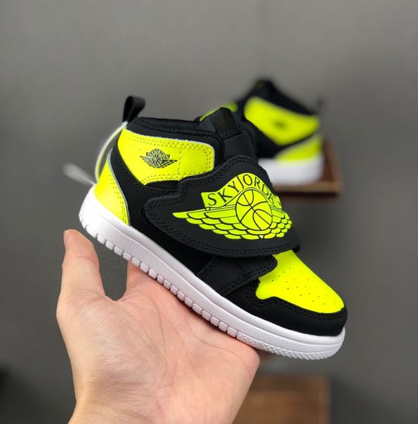 

2019 new kids shoes 1s big flying wing mid-cut children's casaul shoes hook&loop grils boys sneakers size 22-35, White;red
