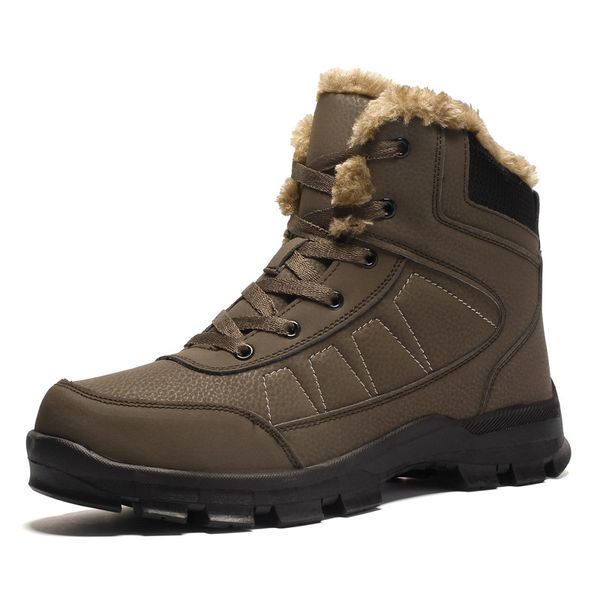 

men boots anti-skidding leather shoes men popular comfy spring autumn men shoes short plush snow boots outsole chaussure homme