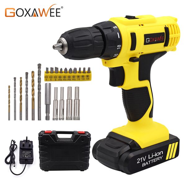 

goxawee 21v electric drill electric cordless screwdriver drill mini household multi-function cordless power tools 2-speed