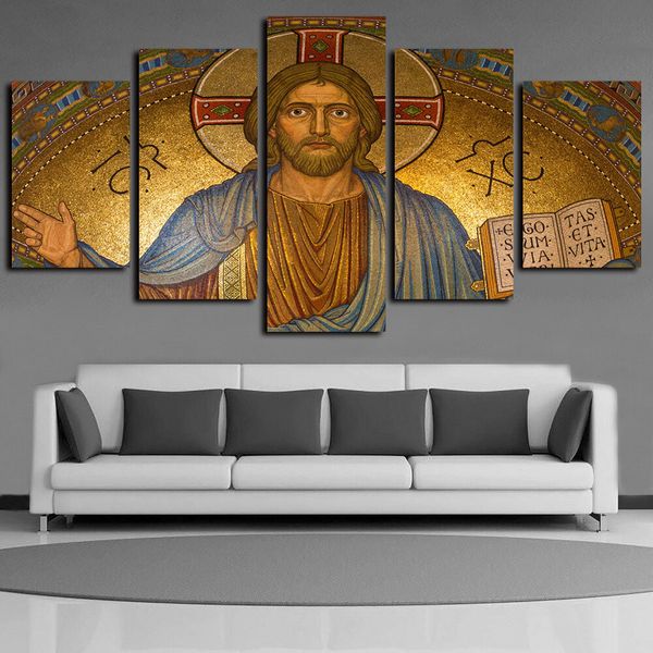 

5 piece canvas wall art oil paintings jesus portrait modern pictures poster artwork for bedroom living room home decor