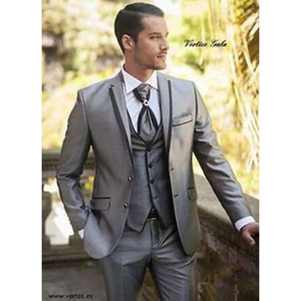 

men's suits & blazers costume homme custom made handsome gray mens slim wedding bridal tuxedos formal party blazer+pants+vest, White;black
