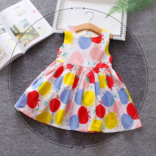 

2019 new summer dresses for baby girl cute print princess dress infant toddler cotton sleeveless dress, Red;yellow