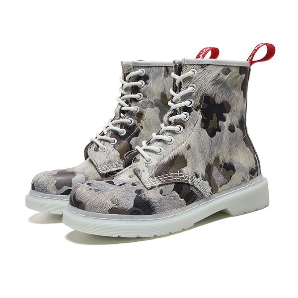 

british women's female ankle snow boots shoes winter spring genuine leather lace up shoes horse punk riding boots, Black