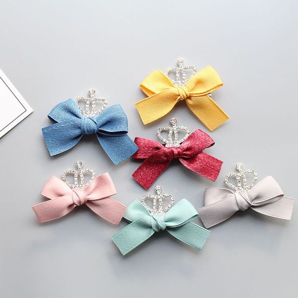 

boutique 30pcs fashion cute glitter tiaras bow hairpins kawaii solid gemstone crown bowknot hair clips princess headware, Slivery;white