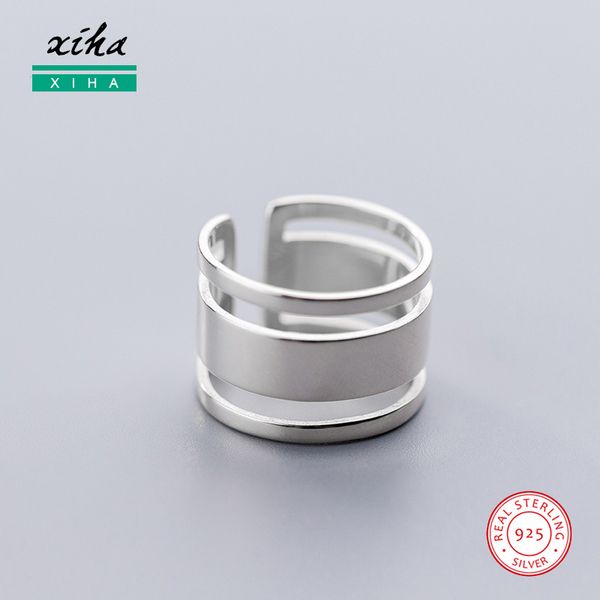 

925 sterling silver rings for women open adjustable big wide simple pinky finger minimalist jewelry dropshipping supplier usa, Golden;silver