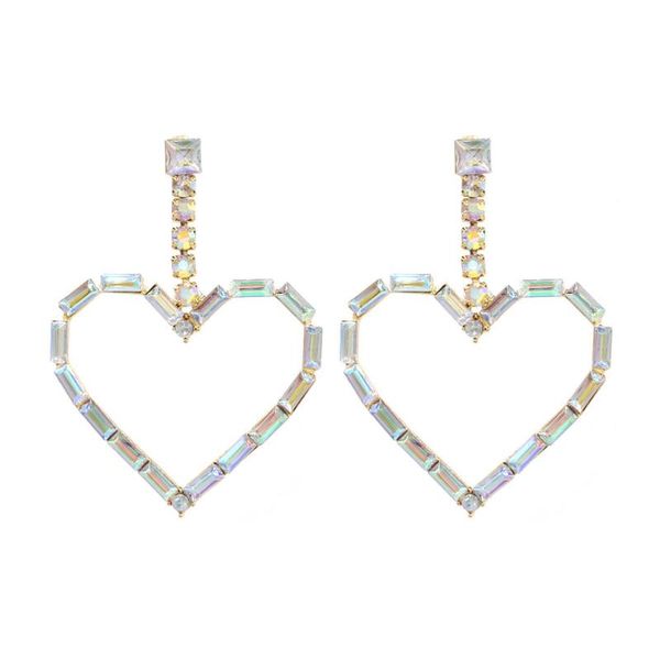 

valentine's day earrings bright heart-shaped colorful pendants earrings european and american creativity the heart type of studded earr, Golden