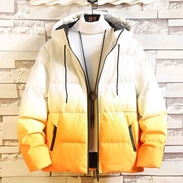

winter jacket men casual loose stitching color thick keep warm parka jacket men hooded warm men's coats and jackets coat, Black