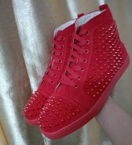 

drop shipping spikes casual flats red bottom luxury shoes 2018 new for mens sneakers party designer sneakers lovers genuine leather t07, Black