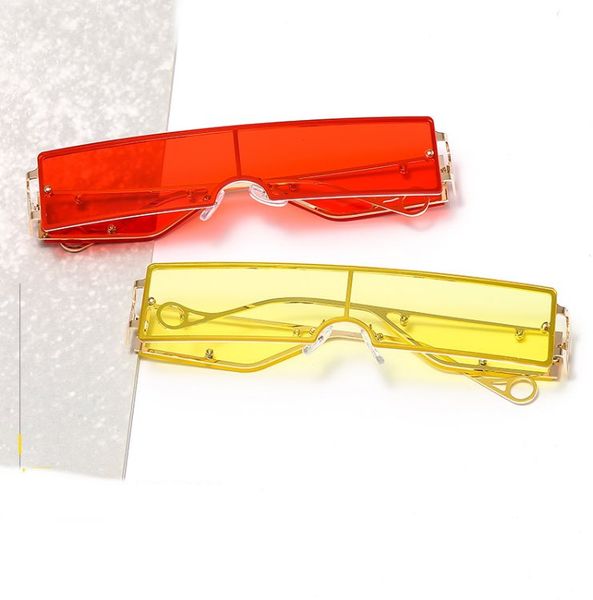 

rimless rectangular metal sunglasses european american fashion mini sunglasses ocean piece small frame eyewear 6colors est601, White;black