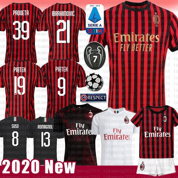 

men zlatan ibrahimovic 7 s.castillejo ac milan soccer jersey romagnoli 8 suso 10 calhanoglu borini football shirt piatek paqueta cutrone, Black;yellow