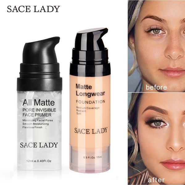 

sace lady face primer makeup set liquid foundation cream pore invisible matte base makeup natural concealer oil-control cosmetic