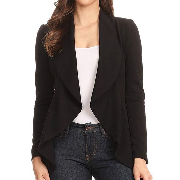 

2019 fashion women casual suit coat business blazer long sleeve jacket outwear ladies black white pink slim blazer coat#j30, White;black