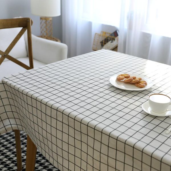 

linen cotton table cloth plaid print multifunctional rectangle table cover tablecloth dustproof covers toalha de mesa