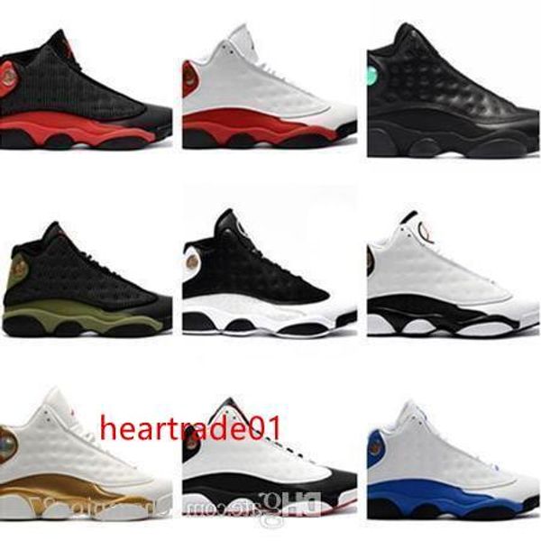

13 new 13s mens basketball shoes bred chicago black cat olive green wheat hyper royal mens trainers designer sneakers shoes size 7-13