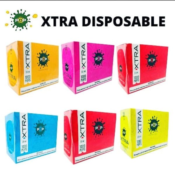 

POP Xtra Одноразовые устройства Предварительно заполненные 3,5 мл 550mAh Аккумулятор Pod 1000 Puff Vape Пустой Pen VS Слоеное бар слоеного плюс MR Vapor Elite