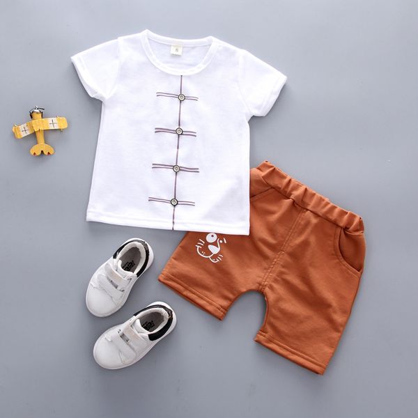 

toddler baby kids boys clothes sets summer cut boys clothing set cartoon kids t-shit+pants fashion cotton cute outfits 6  - 4 y t200607, White