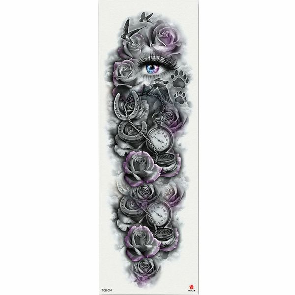 

temporary tattoo sticker mechanical rose eyes pattern full flower tattoo with arm body art big large fake tattoo