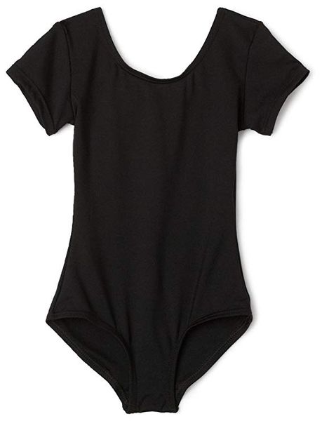 

icostumes girls team basic short sleeve leotards for gymnastics kids pink leotards lycra spandex dance bodysuit one piece, Black;red