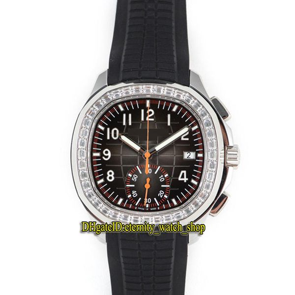 

luxury yls version aquanaut 42.2mm 5968a-001 diamond bezel black dial automatic mechanical mens watch steel case rubber sport watches, Slivery;brown