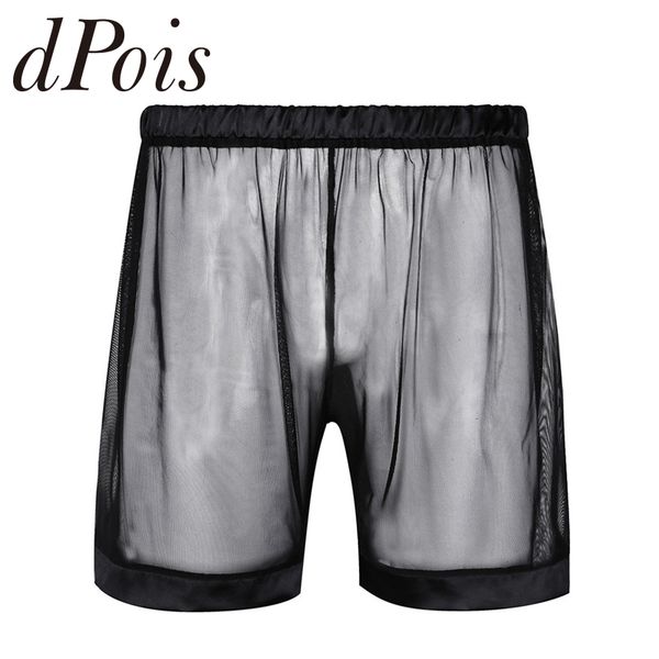 

mens lingerie see through mesh slip hommes gay men panties loose lounge boxer shorts black underwear underpants nightwear