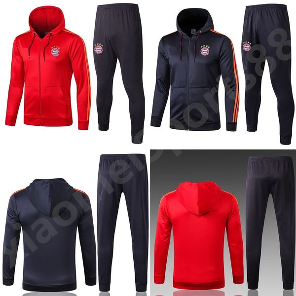 

19 20 bayern munich soccer jacket tracksuit 2019 2020 survetement vidal lewandowski muller robben full zipper jacket training suit, Black