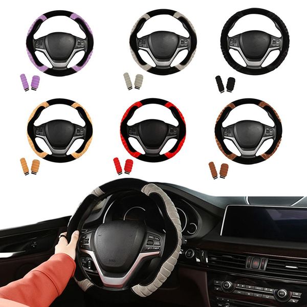 

3pcs set 15" plush steering wheel cover fluffy cover with handbrake gear shift