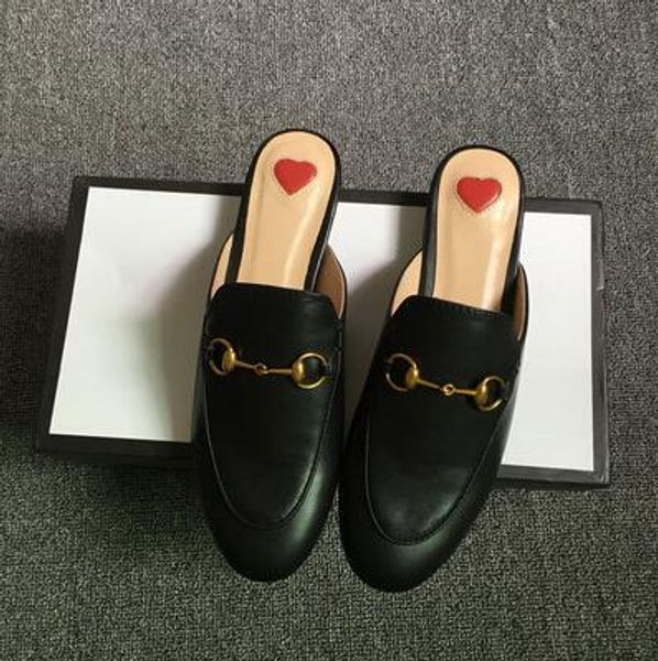 

2019 fashion women luxury leather loafers muller slipper shoes with buckle princetown slippers ladies casual mules flats shoe sneaker r1