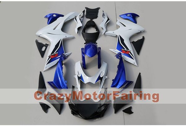 

новый впрыск abs обтекатели для мотоциклов для suzuki gsxr600 11-16 gsxr750 k11 2011 2012 2013 2014 2015 комплект кузова на заказ синий белы