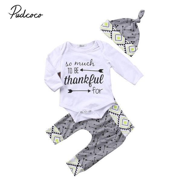 

3pcs toddler infant baby boy long sleeve romper +pants hat outfits 2020 spring clothes sets 0-24m, White