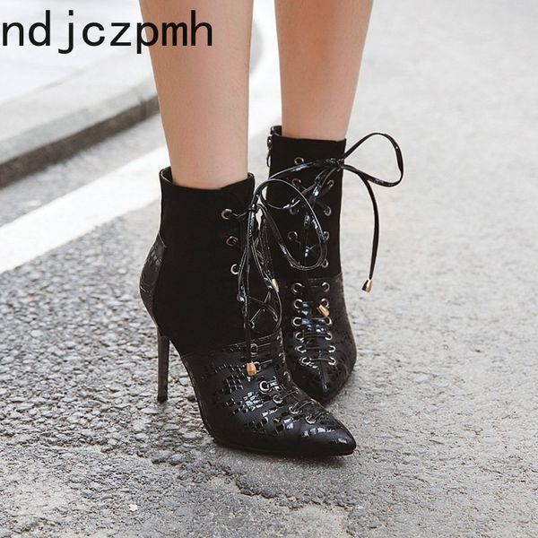 

women's boots the new autumn and winter pointed fashion zipper high heel ankle boots women's shoes plus size 33-43 9.5cm high, Black