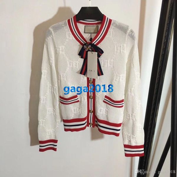 

женщины девушки письмо вязать кардиган лук кристалл брошь золото тонированные кнопки полоса круглый вырез с длинными рукавами рубашка блузка, White;black