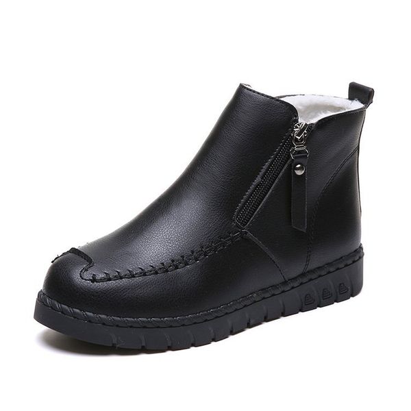

shoes woman winter warm fur ankle boots for women snow boots leather sneakers black fur snow shoes female booties rtg5