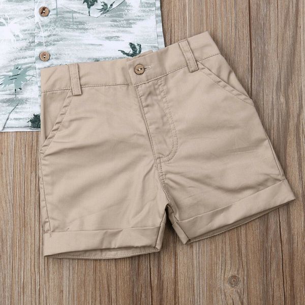 

дети летняя одежда 2pcs набор малышей kid baby boy coconut tree tops футболка + шорты брюки эпикировка с коротким рукавом одежда 1-6t, White