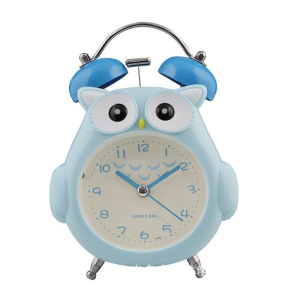 

lovely cartoon owl alarm clock night light bedside silent bedroom home decor gxma