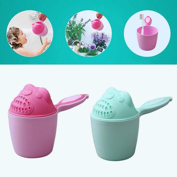 

new 2 colors cute cartoon style baby shampoo cup children showers shampoo scoop plastic kids bath water spoon