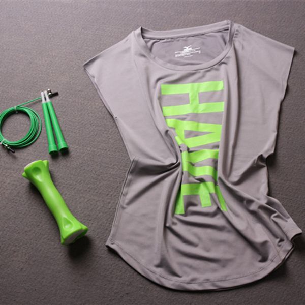 

women's yoga shirts sports fitness womens sport shirt ladies running loose women's quick dry tights tees clothing, White;red