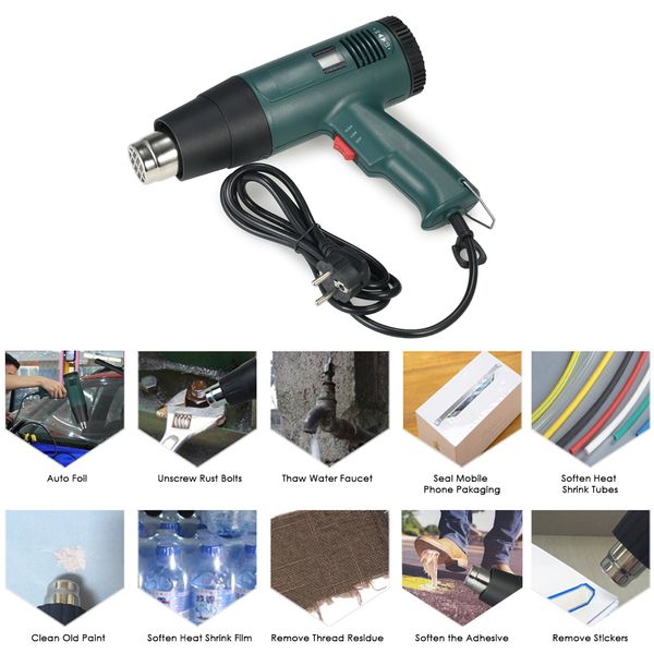 

1800w ac220v heat gun digital фен с регулируемой температурой сушилки тепла волос паяльного фен инструмента для сборки 4шта насадки