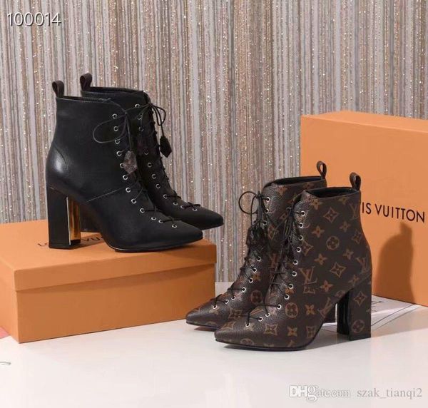 

2020 new fashion luxury ladies thick high-heeled short boots casual fashion wild ladies buckle short boots zipper high-heeled martin boots, Black