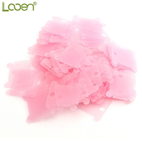 

looen 100pcs plastic embroidery floss craft thread bobbins for storage holder cross stitch sewing winding stitch wound board, Black