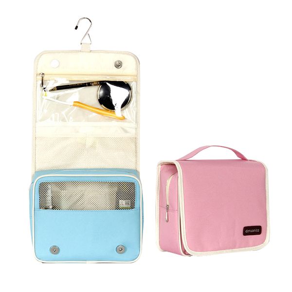 

solid hanging cosmetic bags oxford women gadget wash sorting tote vanity cases lipstick makeup bathroom wash pouch accessories
